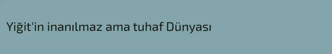Yiğit'in inanılmaz ama tuhaf Dünyası